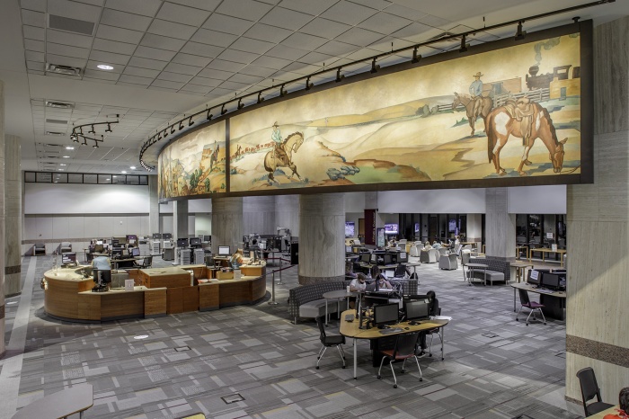Texas State University, Alkek Library Buck Winn Mural Installation